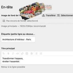 Capture d'écran pour la sélection des images