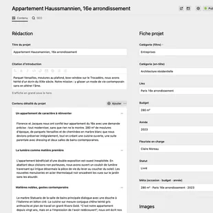 / capture d'écran de l'interface de rédaction