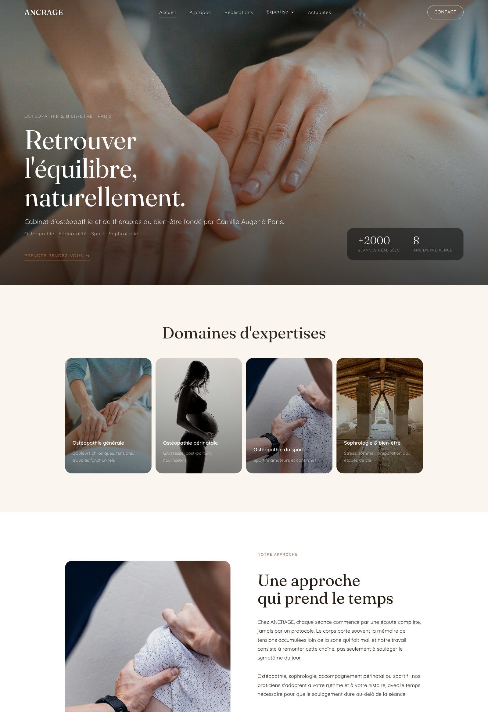 Aperçu du modèle Ancrage pour ostéopathe