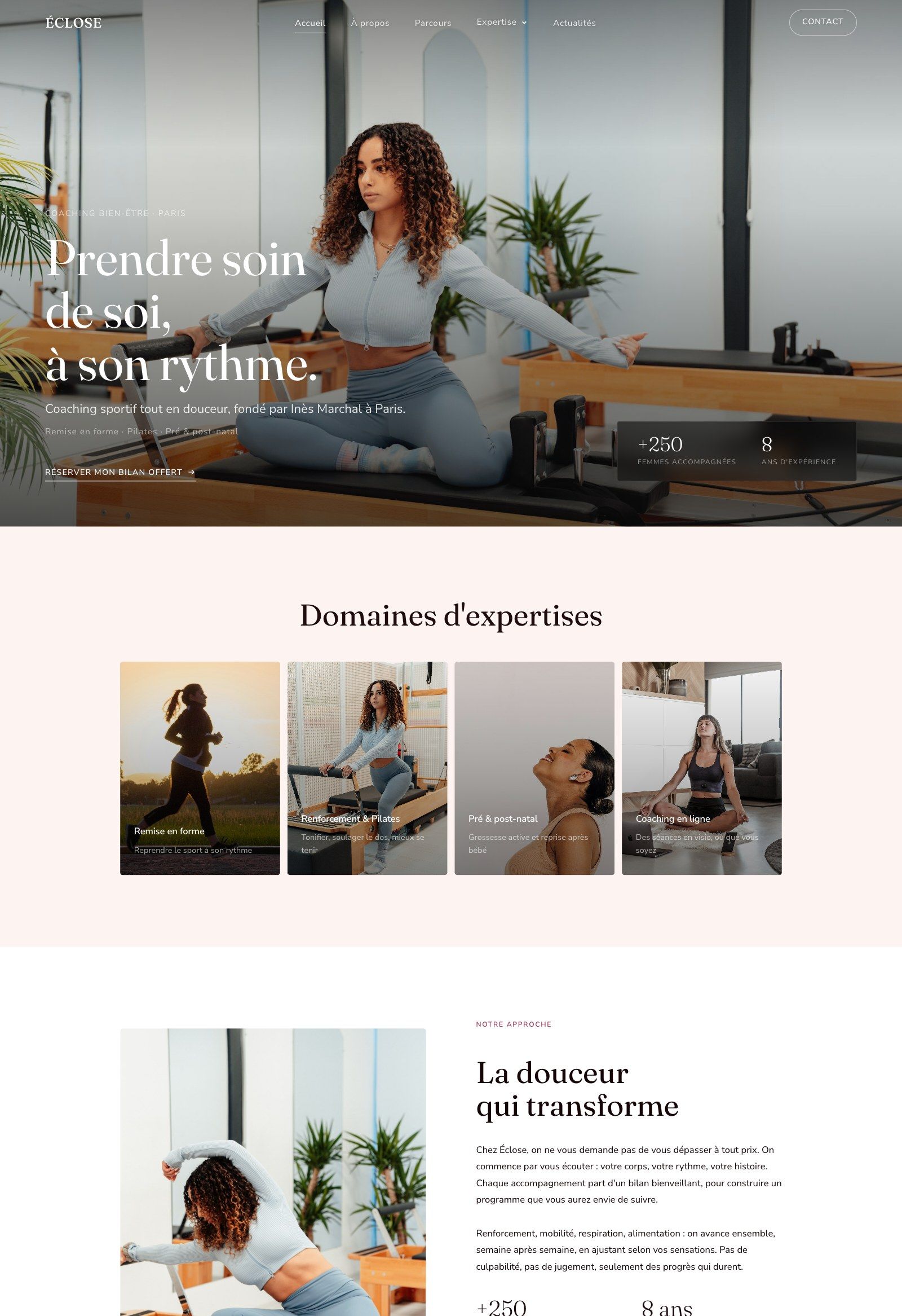 Aperçu du modèle Eclose pour coach sportif