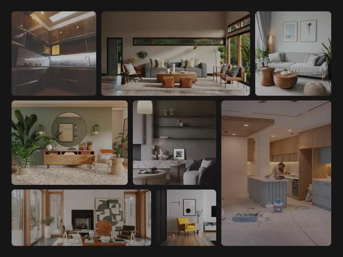 Grille des projets du site Studio Moreau : salons, cuisines et intérieurs rénovés